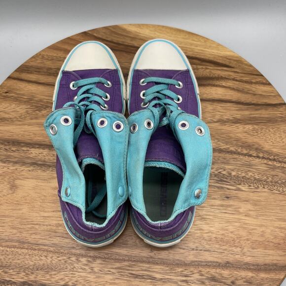 Converse Chuck Taylor All Star Shoes Womens 8.5 Purple Teal Fold Casual Skate - Picture 5 of 8